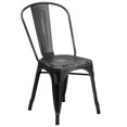 thumbnail image 1 of Distressed Black Metal Indoor-Outdoor Stackable Chair, 1 of 9