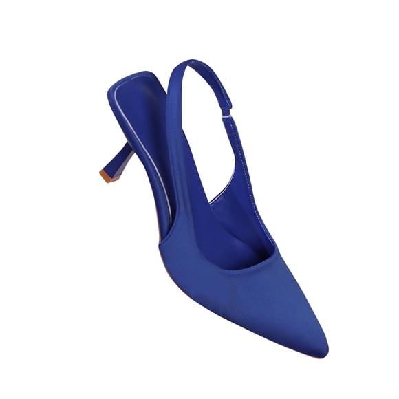 hopeusnice Clearance Women's Slingback Pointed Toe Kitten Heel Dress Pumps Low Heel Shoes Comfortable Slip On Wedding Party Bridal Shoes Blue 39