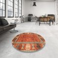 thumbnail image 3 of Ahgly Company Tapis d'Intérieur Carrés Abstraits Rouges Orientaux, 7 Pieds Carré, 3 of 6