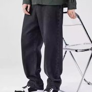 Mceream Hommes Baggy Jeans Jambe droite lavé Pantalons de denim Y2K Hip Hop Streetwear Casual Mode Loose Fit Jeans avec Poches Ropa Casual Para Hombre Noir XXXL