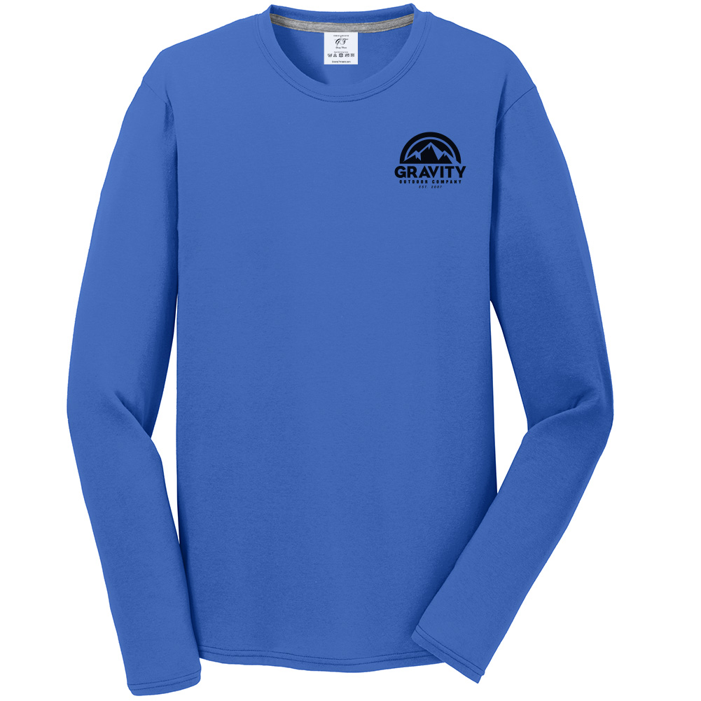 Gravity Outdoor Co. Performance Long Sleeve Shirt - True Royal - Black Logo - S