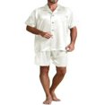 thumbnail image 1 of Men Summer Pajamas Set  Solid Color Button Top+Short Pants Sleepwear, 1 of 6