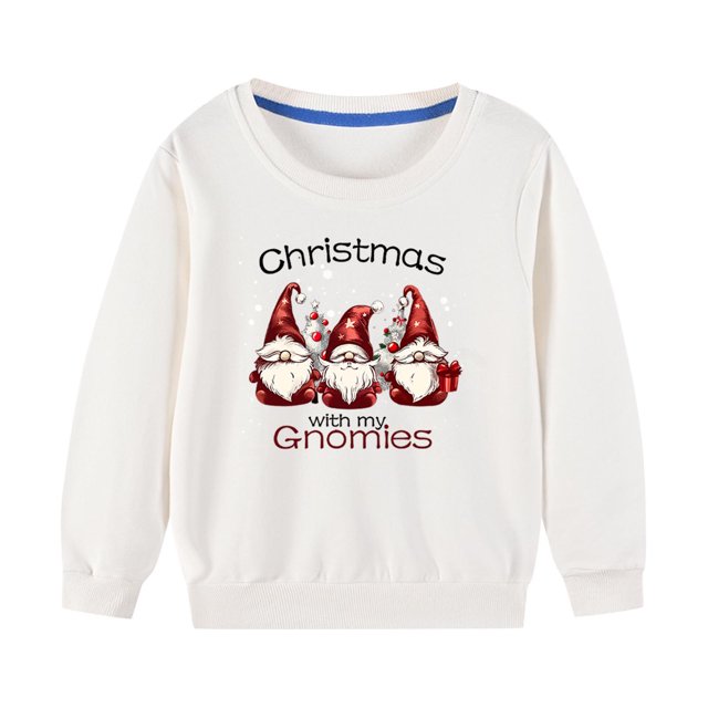 Aboser Chandail en Molleton de Noël pour Garçons et Filles, Chandails à Col Rond pour Enfants, Mignons Gnomes Graphiques, Chandail Ample à Manches Longues