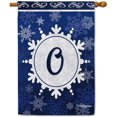 thumbnail image 1 of Welcome Winter Snowflake Monogram O Decorative House Flag Initial Letter Snow Deocr Banner for Inside and Outside 28x40 Inch Double Sided, 1 of 6