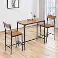 thumbnail image 3 of Costway Ensemble de 3 Pcs Table de Bar Industriel Hauteur Comptoir Ensemble de Salle à Manger avec 2 Tabourets, 3 of 10