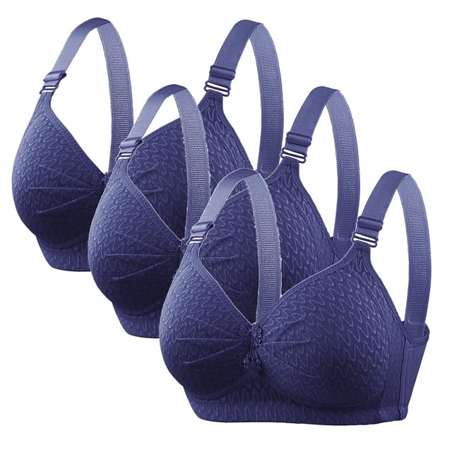 Timegard Bras for Women No Underwire 3pc Adjustable Strap Full Support Ruched Comfy Everyday Bras