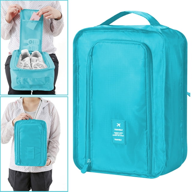 Dvkptbk Shoe Bags for Travel, Portable Travel Multifunctional Storage Carrying Box, Travel Shoe Bags, Foldable Shoe Storage Bag Hand Carrying Shoe Organizer, Sky Blue