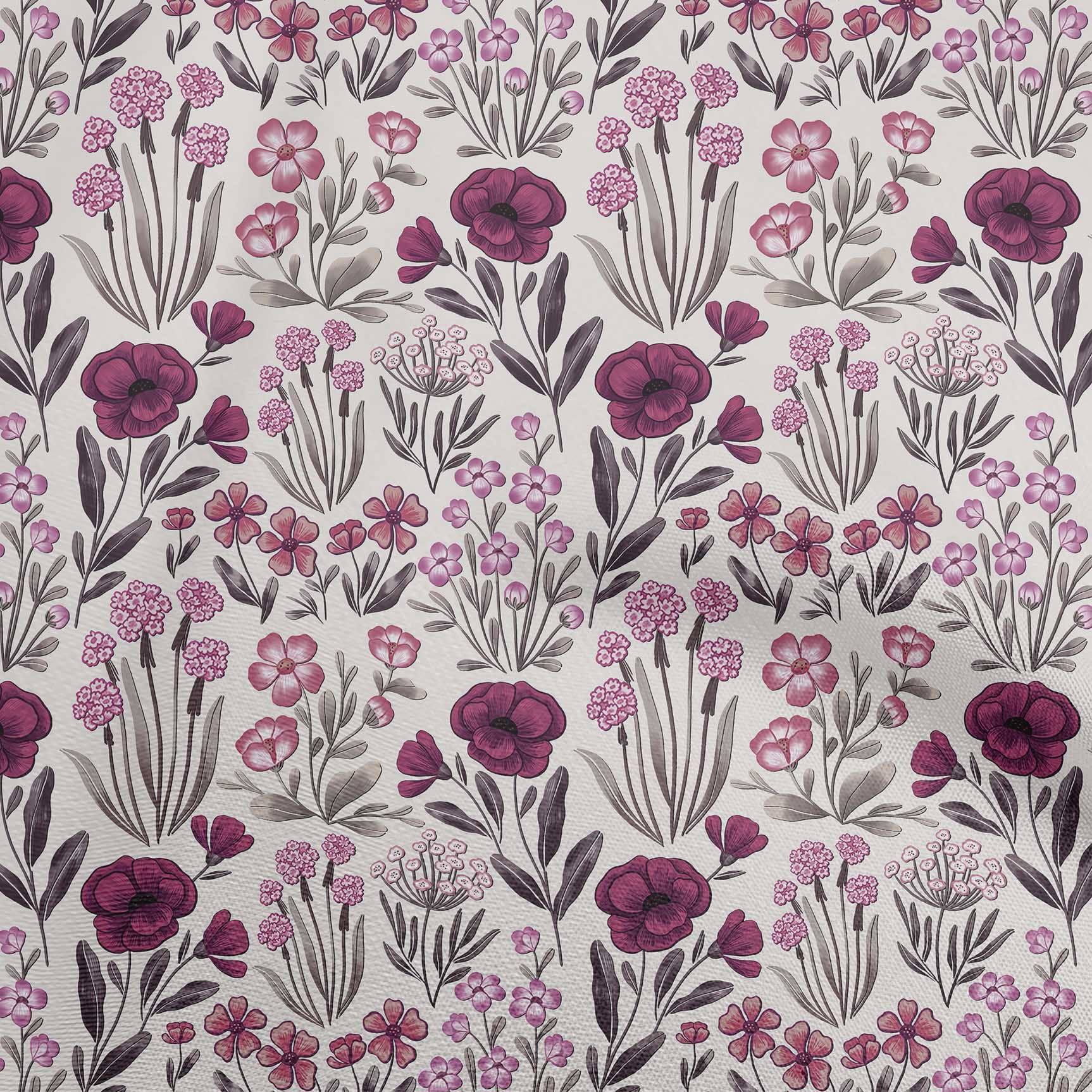 oneOone Polyester Spandex Dark Magenta Fabric Floral Retro Sewing Craft Projects Fabric Prints By Yard 56 Inch Wide