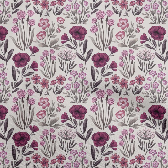oneOone Velvet Dark Magenta Fabric Floral Retro Craft Projects Decor Fabric Printed By The Yard 58 Inch Wide