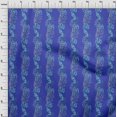 thumbnail image 4 of oneOone Velvet Blue Fabric Leaves Craft Projects Decor Fabric Printed By The Yard 58 Inch Wide, 4 of 4