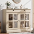 thumbnail image 1 of 35.4" Sideboard Buffet Cabinets with Glass Door, Buffet Cabinet with Storage, Oak Sideboard Cabinet with Drawer, Modern Buffets & Sideboards for Dining Room, Kitchen, 1 of 9