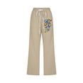 thumbnail image 3 of VEKDONE Womens Cotton Linen Capris Pants Print Capri Pant Khaki XL, 3 of 3