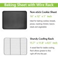 thumbnail image 2 of E-far Nonstick Baking Sheet with Rack Set, 16 x 12 x 1 Inch Cookie Sheet Baking Pan with Cooling Rack for Oven, Commercial Grade & Non-Toxic, Easy to Clean, 2 of 7
