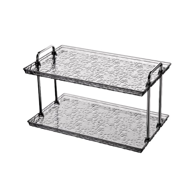 YIMWNYI Bathroom Kitchen Organizer 2 Tier Vanity Storage Rack, Cosmetic Organizer, Stackable Storage Rack, Elegant Design, Durable Plastic Material, Easy Maintenance, Home and Office Decor