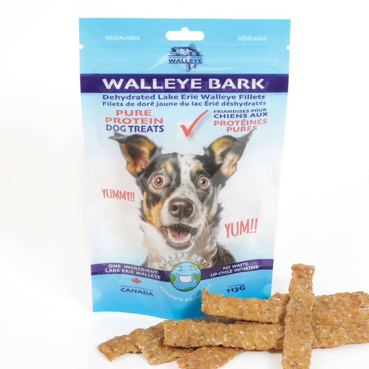 Taylor Fish Walleye Bark, Dehydrated Lake Erie Walleye Fillets for Dogs, 113 G