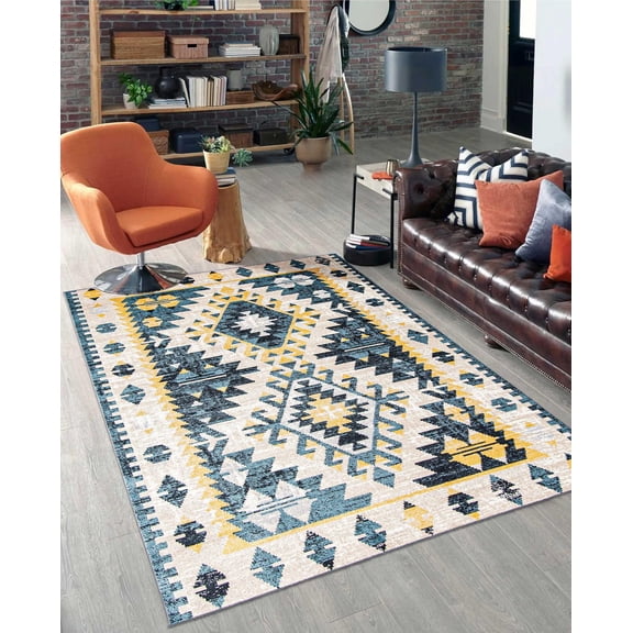 Tapis Lavable ECARPET Traditionnel pour Chambre, Salon, Chambre d'Enfant, Couloir