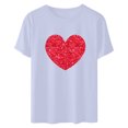 thumbnail image 4 of Meichang T-Shirts de la Saint-Valentin pour Femmes Hauts Mignons Imprimé Cœur Hauts Mignons Col Rond Manches Courtes Décontracté T-Shirts de Vacances Saint-Valentin, 4 of 6