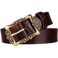 thumbnail image 2 of ORUYROP Coffee Retro Leather Pin Buckle Belt Flower Print Designer Belt for Women, 2 of 5