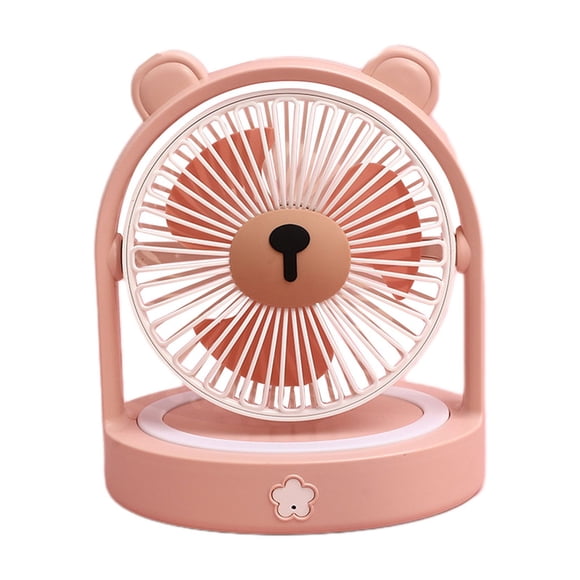 TopLLC Portable Fan Cute Bear Fan Girls Dormitory Desk Fan Three Speed Strong Wind Light Night Light Male Student Small Fan Strong Airflow Cooling Fan for Office Bedroom