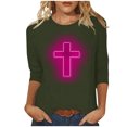 thumbnail image 2 of EGNMCR Easter T-Shirts Imprimés pour Femmes T-Shirts Graphiques T-Shirts pour Femmes Mode Femme Décontracté Noël Imprimé Col Rond Blouse Imprimée T-Shirt Manches 3/4 T-Shirt Blouses T-Shirts pour Femmes, 2 of 4