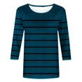 thumbnail image 4 of Blouses pour Femmes T-shirt Imprimé Mi-Long Manches 3/4 Blouse Col Rond Hauts Décontractés, 4 of 9
