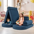thumbnail image 2 of Gymax Canapé Modulable pour Enfants 13 Pcs, Sofa Sectionnel Polyvalent pour Tout-Petits, Bleu, 2 of 9