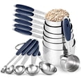 thumbnail image 1 of U-Taste 18/8 Stainless Steel Measuring Cups and Spoons Set: 12 Pieces Metal Stacking Kitchen Baking Cooking Food Measure Set 7 Cups 5 Spoons with Strengthened Weld Joints (Midnight Blue), 1 of 10