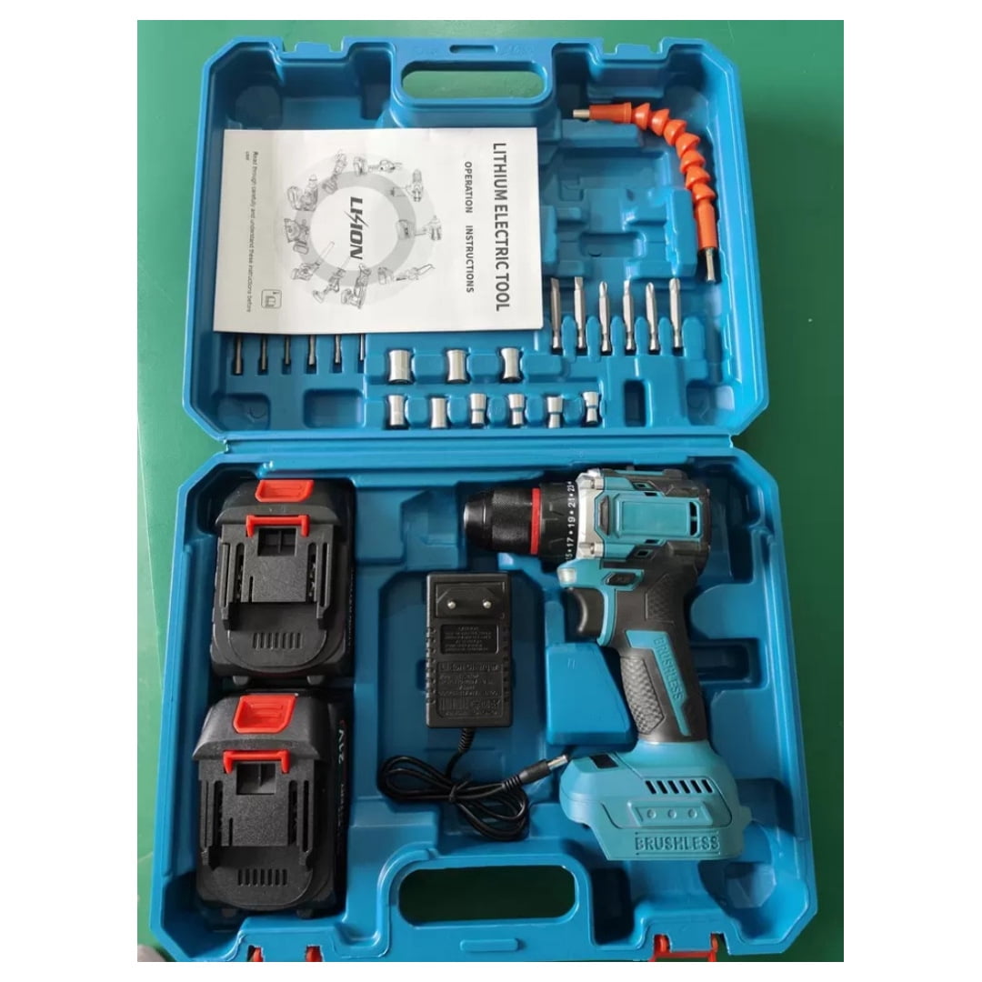 Hand Electric Drill Set, Cordless Rechargeable Electric Drill Multifunctional High Torque Power Tool Kit for Household DIY Woodworking Repair