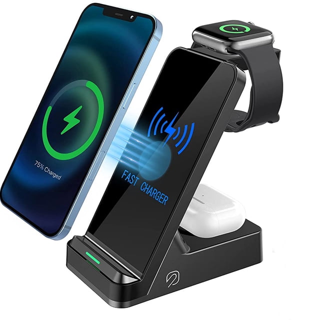 Station de Recharge Sans Fil 3-en-1 Rapide 15W avec Station d'Alimentation - H15