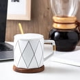 thumbnail image 4 of Rvkxad Ceramic Coffee Mug, 13oz Capacity with Lid and Spoon, Hot Chocolate Cup, Gift Mug, 4 of 6