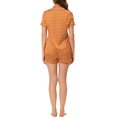 thumbnail image 3 of INSPIRE CHIC Womens Short Sleeve Notch Collar Piped Button Down Sleepwear Polka Dots Pajama Sets X-Small Dark Blue, 3 of 5