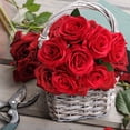 thumbnail image 3 of Mocoosy 12 Pcs Roses Rouges Artificielles, Roses en Soie avec Tiges Aspect Réaliste Faux Bouquets de Fleurs de Rose pour Arrangement de Mariage Douche Nuptiale Centres de Table Fête Décorations de Table à la Maison, 3 of 7