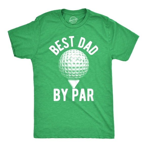 Mens Best Dad By Par T shirt Funny Fathers Day Golf Tee Golfing Gift for Golfer (Heather Green) - L
