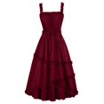 thumbnail image 2 of Pisexur Robe Renaissance pour Femme à Encolure Carrée, Robe Maxi à Dos Nu, Mode, Volants, Robes de Cocktail, Élégante, Sans Manches, Robe d'Invitée de Mariage, Couleur Unie, Fluide, Robes de Retour à la Maison, 2 of 6