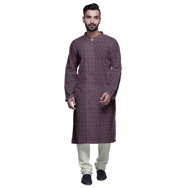 Atasi Kurta-Pyjama Long en Coton Imprimé pour Hommes, Kurta-Pyjama Décontracté de Designer, Vêtements
