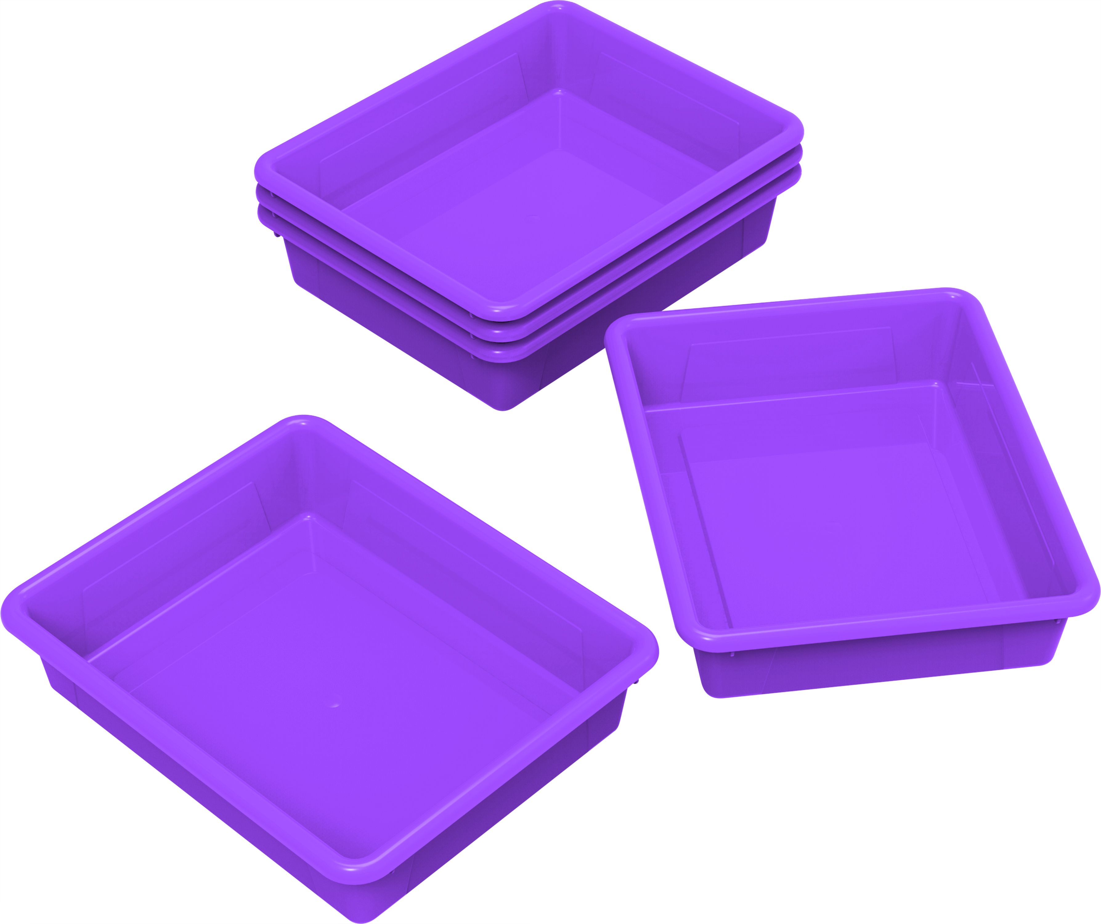 Storex Flat Storage Tray, Letter Size, 10 x 13 x 3 Inches, Violet, 5-Pack