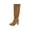 Khaki, variant on Xfvqtps Womens Knee High Boots Winter Fashion Pointed Toe Suede Boots with Side Zipper Chunky Block Heel Comfortable Long Calf Casual Boots Brown