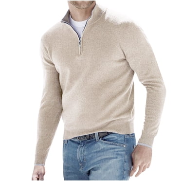 Chandail en Laine pour Homme à Col Montant, Uni, à Manches Longues, Tricoté