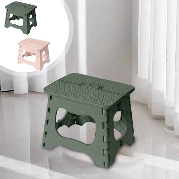 Folding Stool 1PC,Portable Stool9.65x9.25x11.81in,Compact Plastic Seat for Home Office & Outdoor Use with Strong Load-Bearing Capacity(Green)