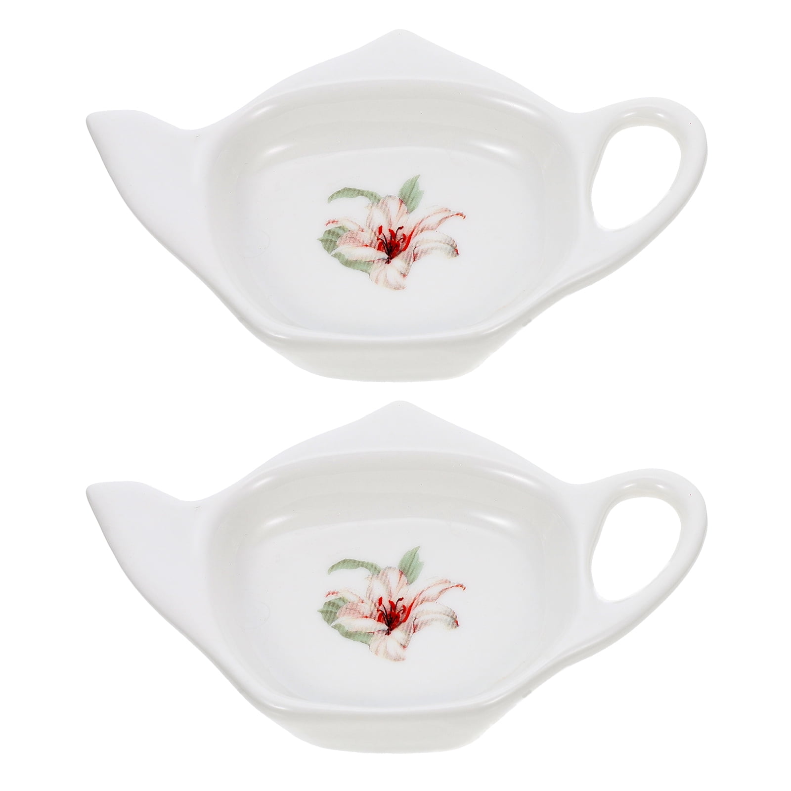 2Pcs Ceramic Tea Bag Holders Exquisite Tea Bag Tray Small Loose Tea Dish Tea Bag Coaster Tray