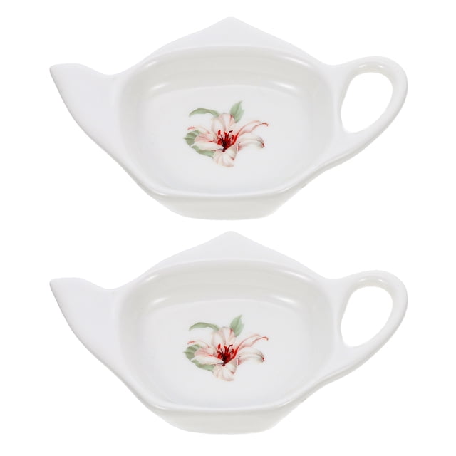2Pcs Ceramic Tea Bag Holders Exquisite Tea Bag Tray Small Loose Tea Dish Tea Bag Coaster Tray