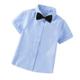 thumbnail image 1 of MeetoTime Baby Short Sleeve Blouse Solid Color Gentleman's School Uniform Button-down Shirt for Boys Baby Clothes 2-14Years, 1 of 5
