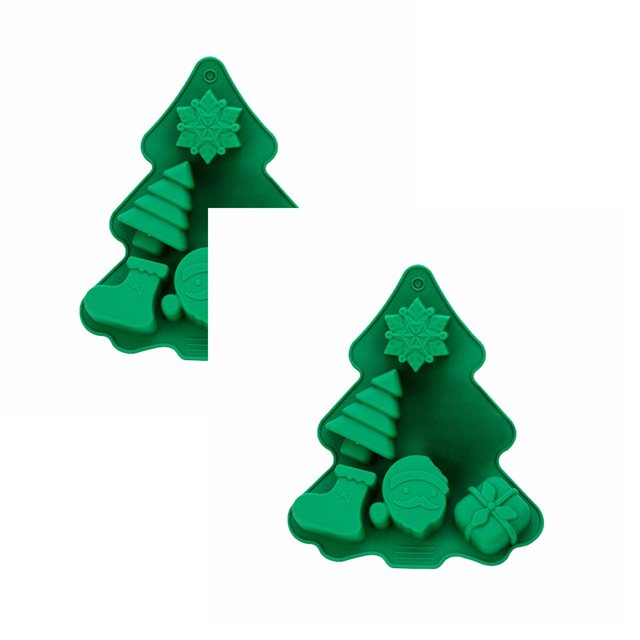 Oleegame 2PC Cookie Mold Christmas Tree Santa Snowman Silicone Silicone Baking Set For Christmas New Year Candy Cake Christmas Silicone Snow Christmas Cookie Candy
