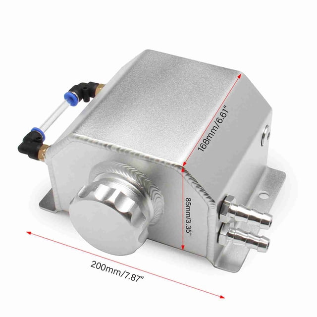 Catch Réservoir d'Expansion de Liquide de Refroidissement de Voiture en Aluminium 2L Réservoir de Récupération d'Huile Universel avec Bouchon de Vidange