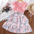 thumbnail image 2 of Chandails pour Filles Taille 8 Robe de Demoiselle d'Honneur pour Petite Fille Robes pour Filles Été Manches Volantées Robe à Imprimé Floral, 2 of 3