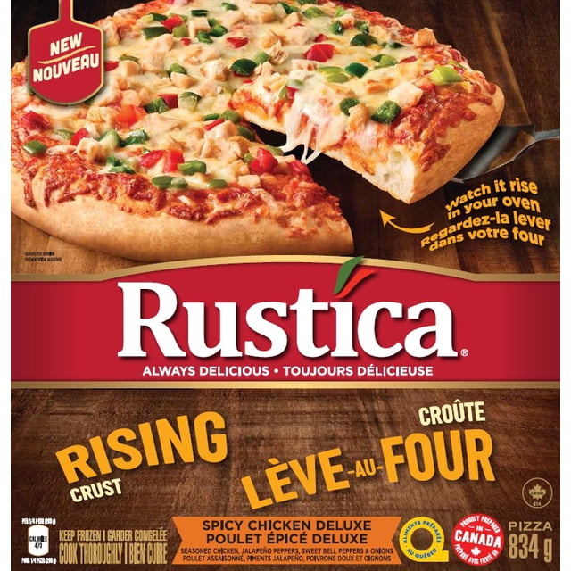 Rustica Leve-au-four Pizza Poulet Epice Deluxe 834 G Congelee Rustica Pizza Lève-au-four Poulet Épicé Deluxe