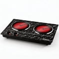 thumbnail image 1 of Cusimax 1800W Double Hot Plate - Induction Cooktop,Electeic Stove, Precise Temp Controls,Works with All Cookware.Marble Black, 1 of 7