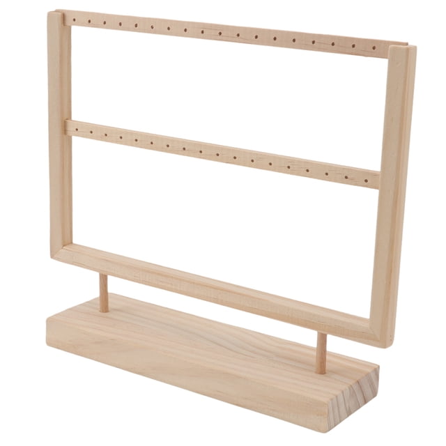 Earring Display Stand, Earring Organizer Stand, Log Color Wooden Earrings Jewelry Holder Earring Holder With Wood Basic Stand Storage Display For Hanging Earrings