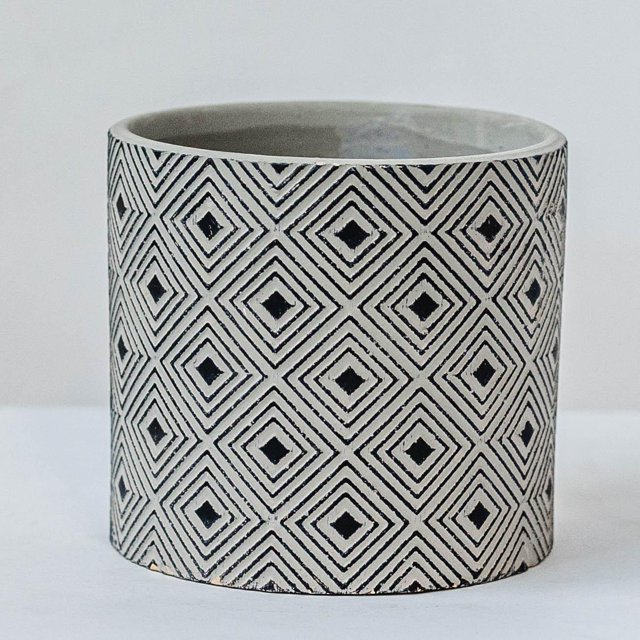 Jardinière Motif Gris sur Diamant Noir