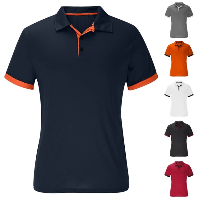 JDQJBZ Mens Summer Color Contrast Short Sleeve Shirt Breathable Quick Dry Business Casual